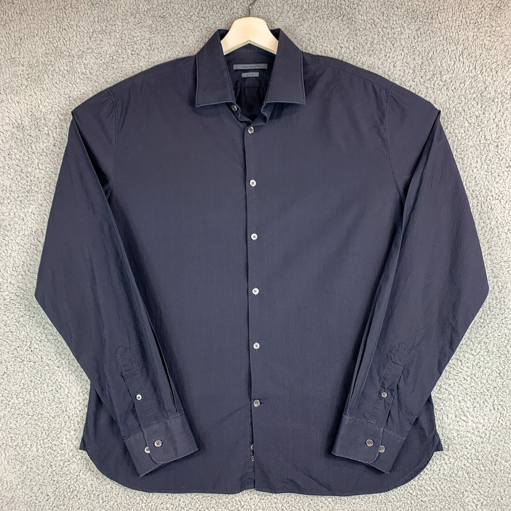John Varvatos Shirt Mens 17‎ 36/37 Black Slim Fit Designer Button Up Casual Prep